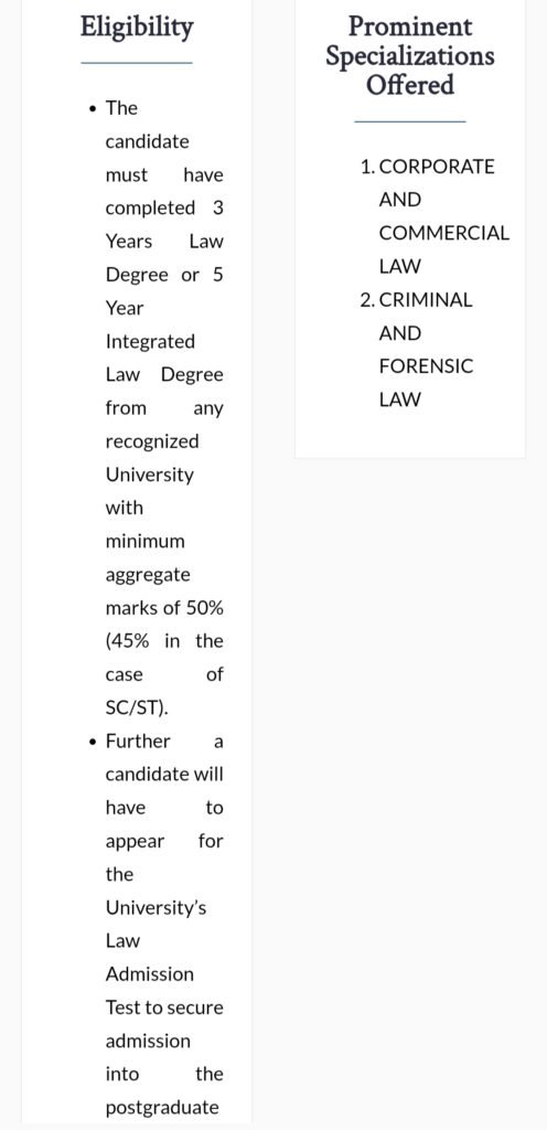 Law Admission, one year LLM United University Prayagraj
